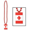 Beads w/ Printed Canadian Flag Medallion